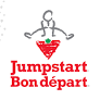 Logo with a red heart and stylized figure above the words “Jumpstart Bondépart.”