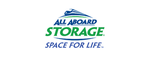 All Aboard Storage logo with blue and green text and a blue boat icon; tagline “Space for Life”