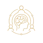 Gold line-art of connected people around a head with heart and brain inside, symbolizing empathy and collaboration