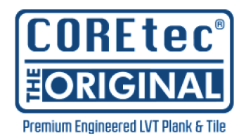 COREtec Original logo with blue and white text, “Premium Engineered LVT Plank & Tile” tagline