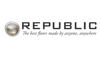 REPUBLIC logo with circular emblem and slogan: “The best floors made by anyone, anywhere.”