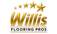 Gold “Willis Flooring Pros” logo with five stars above the name