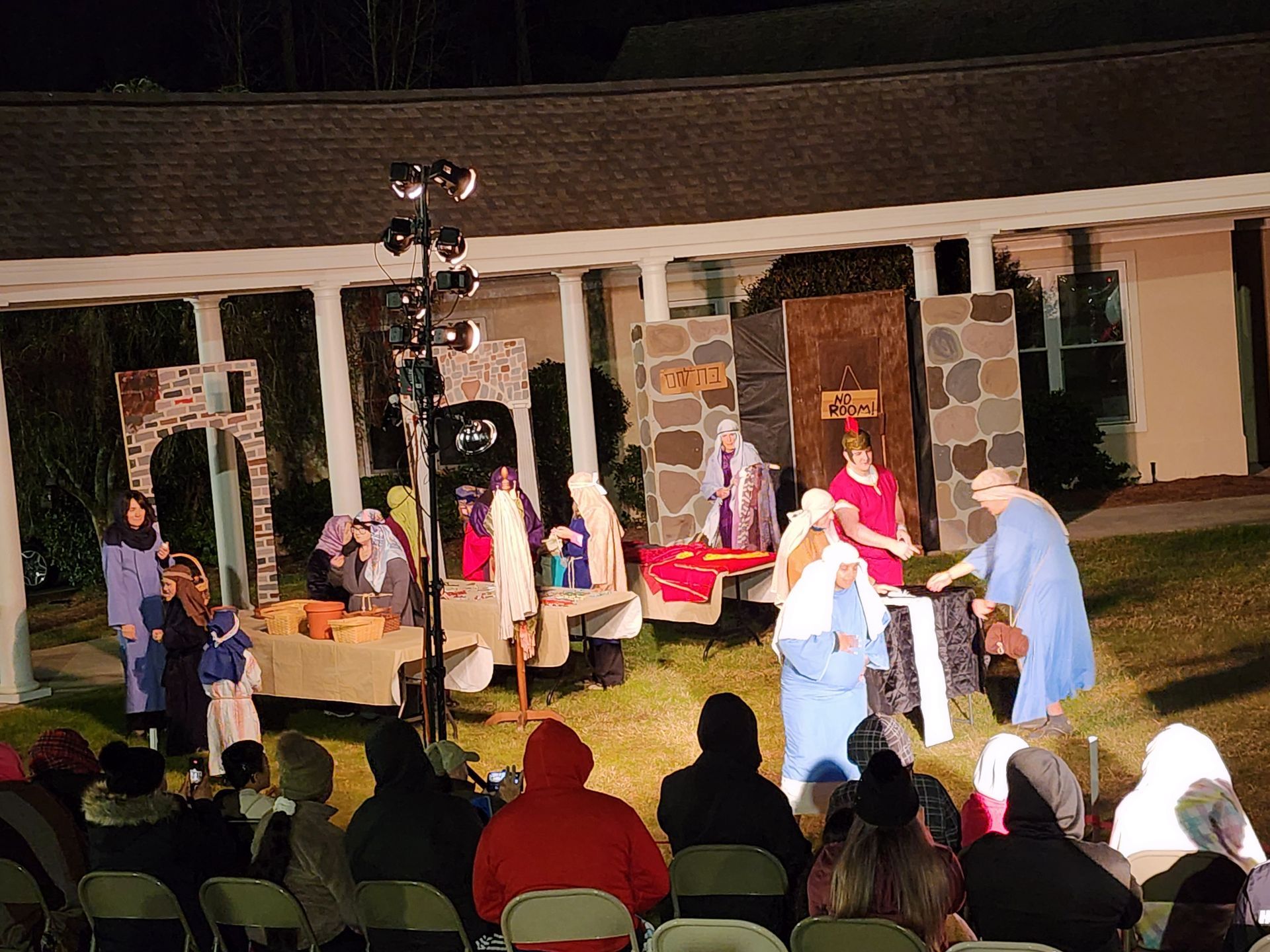 Joseph and Mary enter the town of Bethlehem