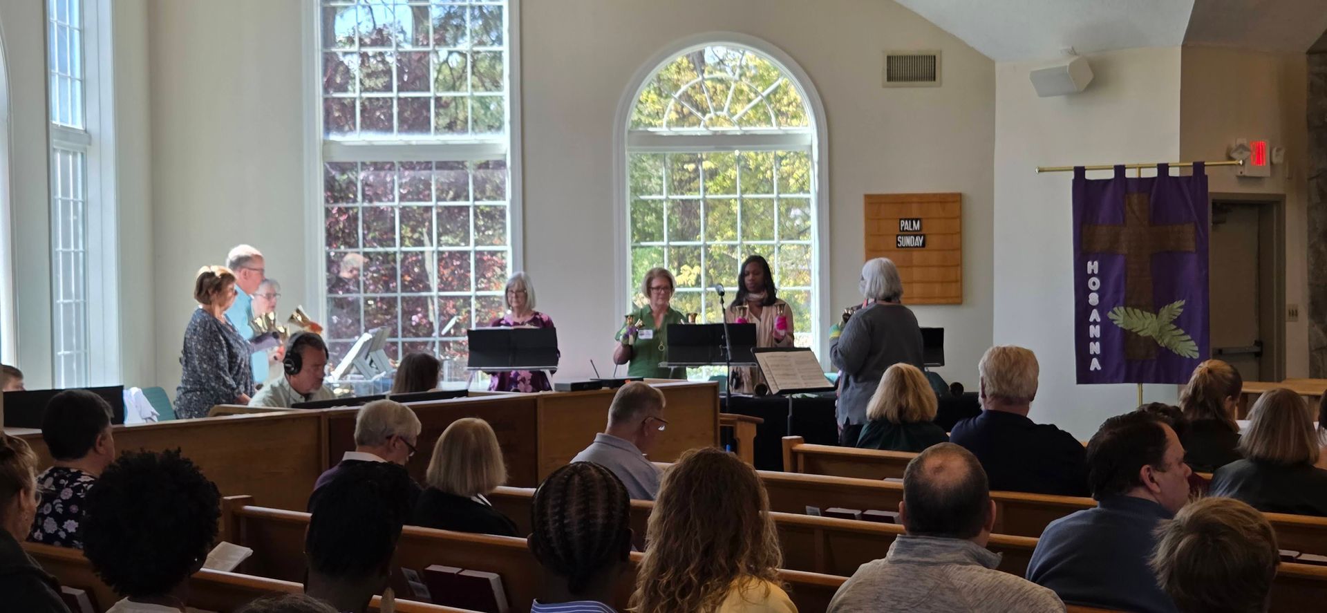 Living Springs handbell choir on Palm Sunday