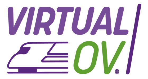 Un logo violet et vert pour ov virtuel.