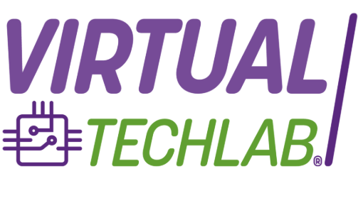 Le logo de virtual techlab est violet et vert.