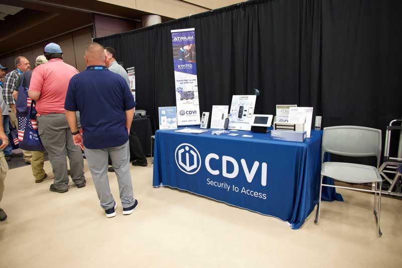CDVI booth at a trade show.