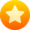 Star icon inside a yellow and orange circle.
