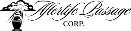 Logo: "Afterlife Passage Mortuary" in cursive font.