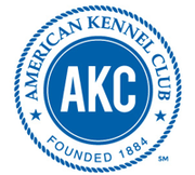 American Kennel Club (AKC) blue circular logo with “Founded 1884” text