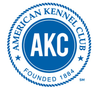 American Kennel Club logo in blue and white with AKC initials and stars