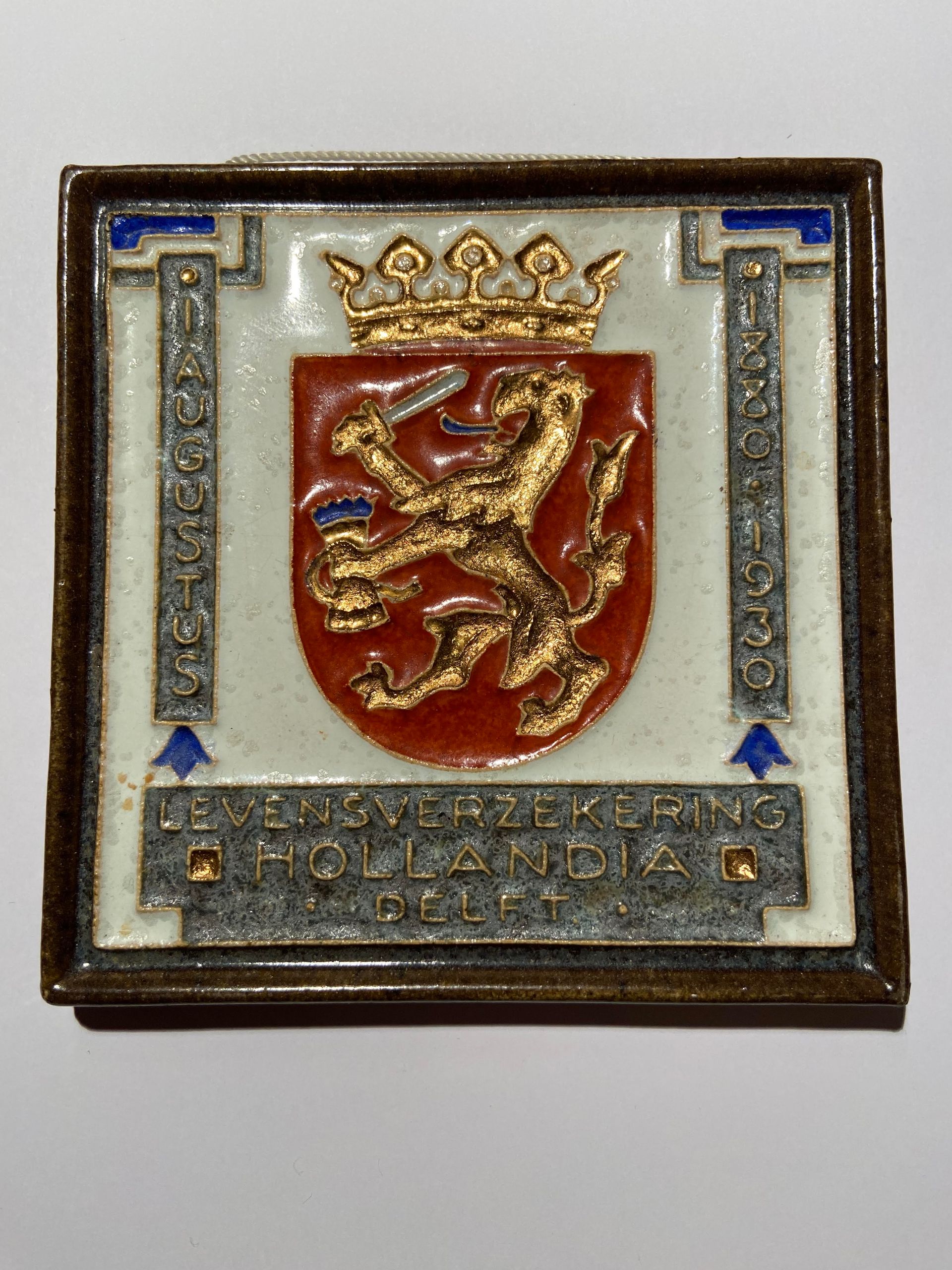 PFtegel Porceleyne Fles Delft Cloisonne tegel levensverzekering Hollandia Delft.