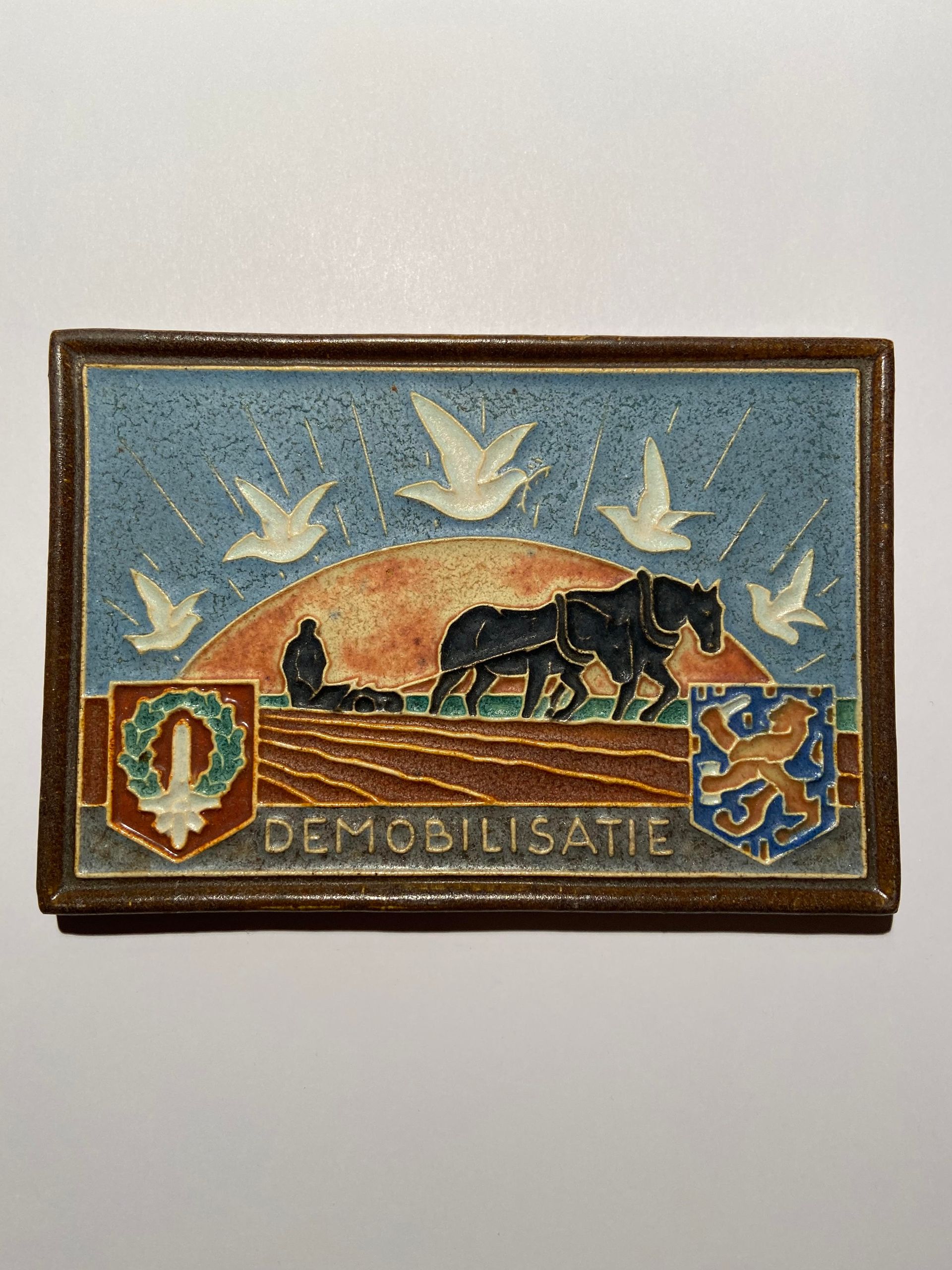 Porceleyne Fles Delft Cloisonne tegel demobilisatie