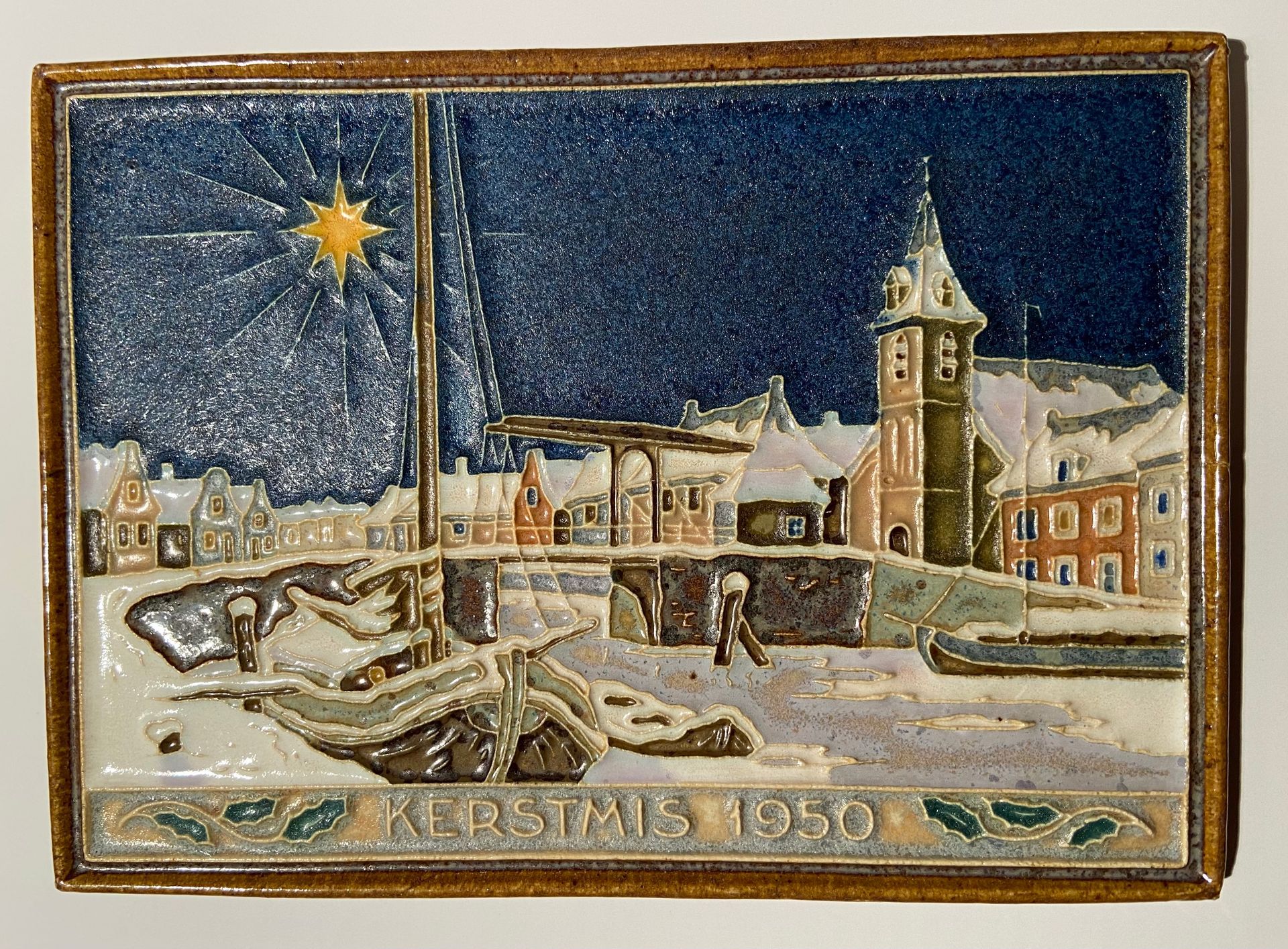 Porceleyne Fles Cloisonne tegel Kerstmis 1950