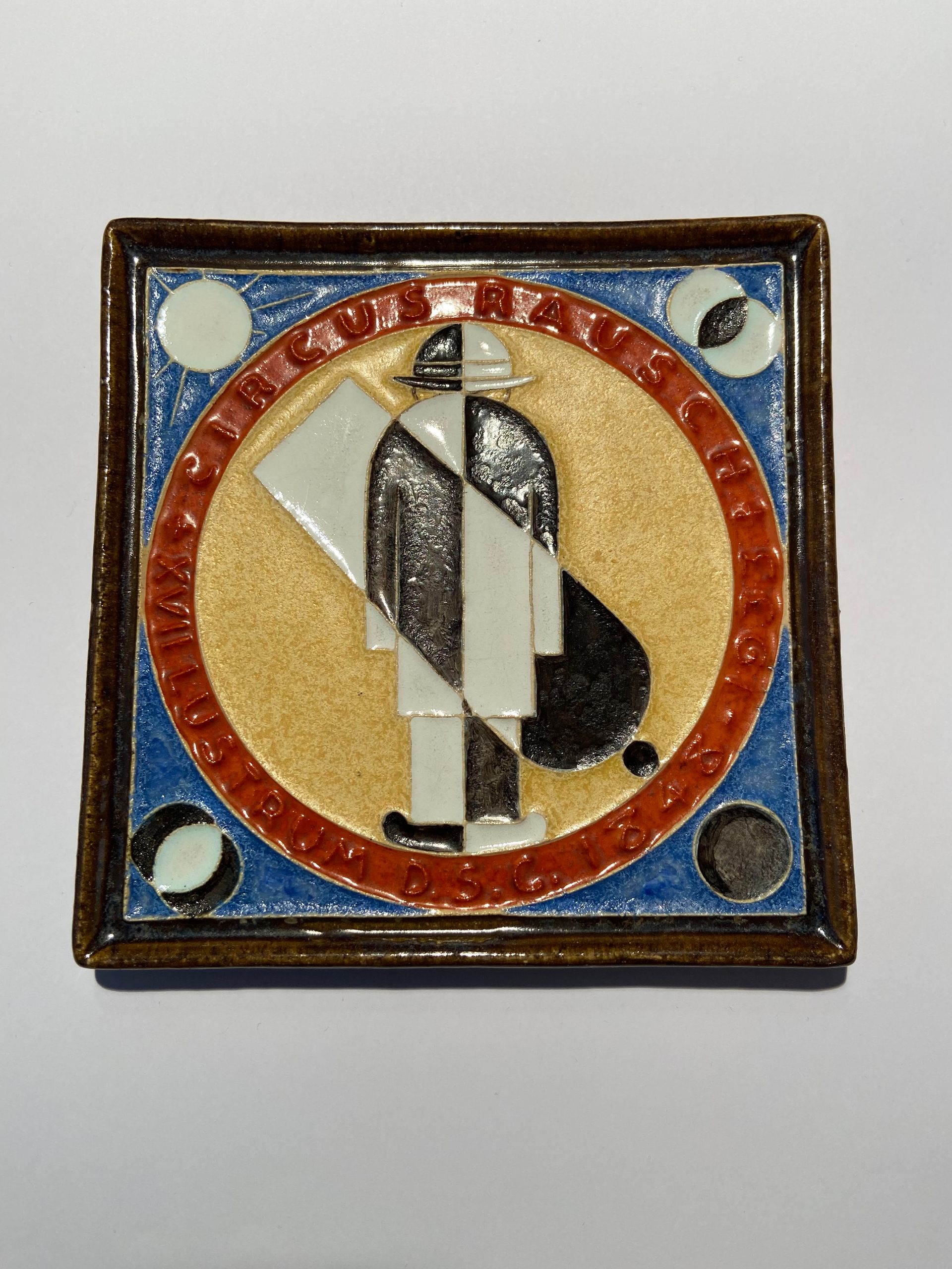 PFtegel Porceleyne Fles Delft Cloisonne tegel 1848 D.S.C. 1933 Circus Raush DSC 85 jaar