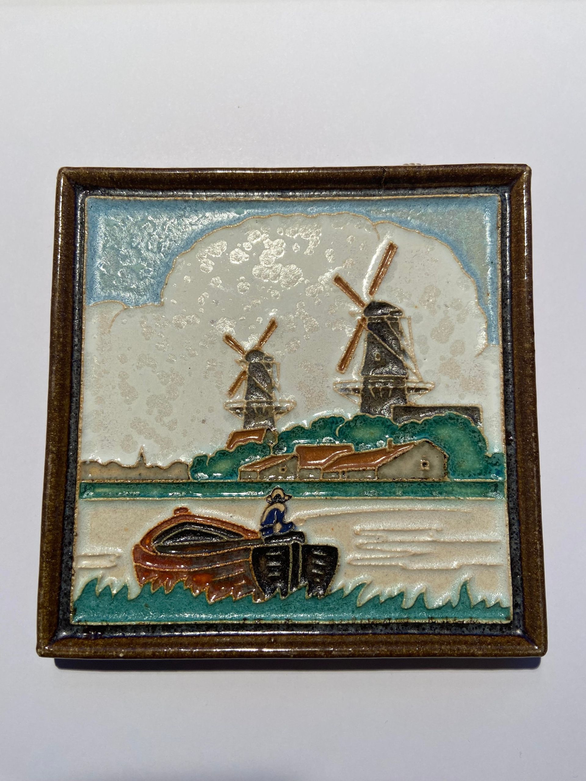 PFtile Porceleyne Fles Delft Cloisonne tile mills and farms.