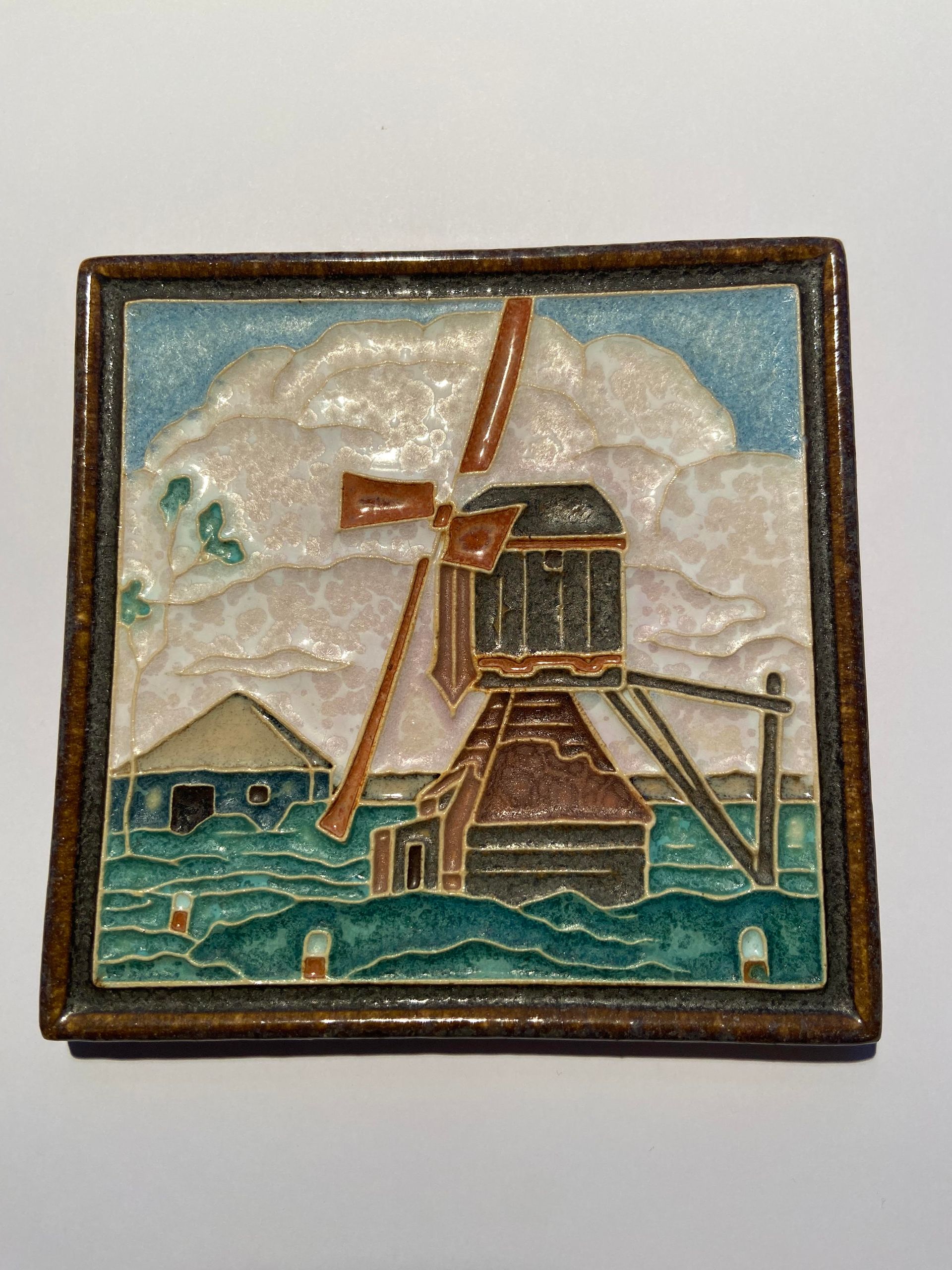 PFtile Porceleyne Fles Delft Cloisonne tile mills and farms.