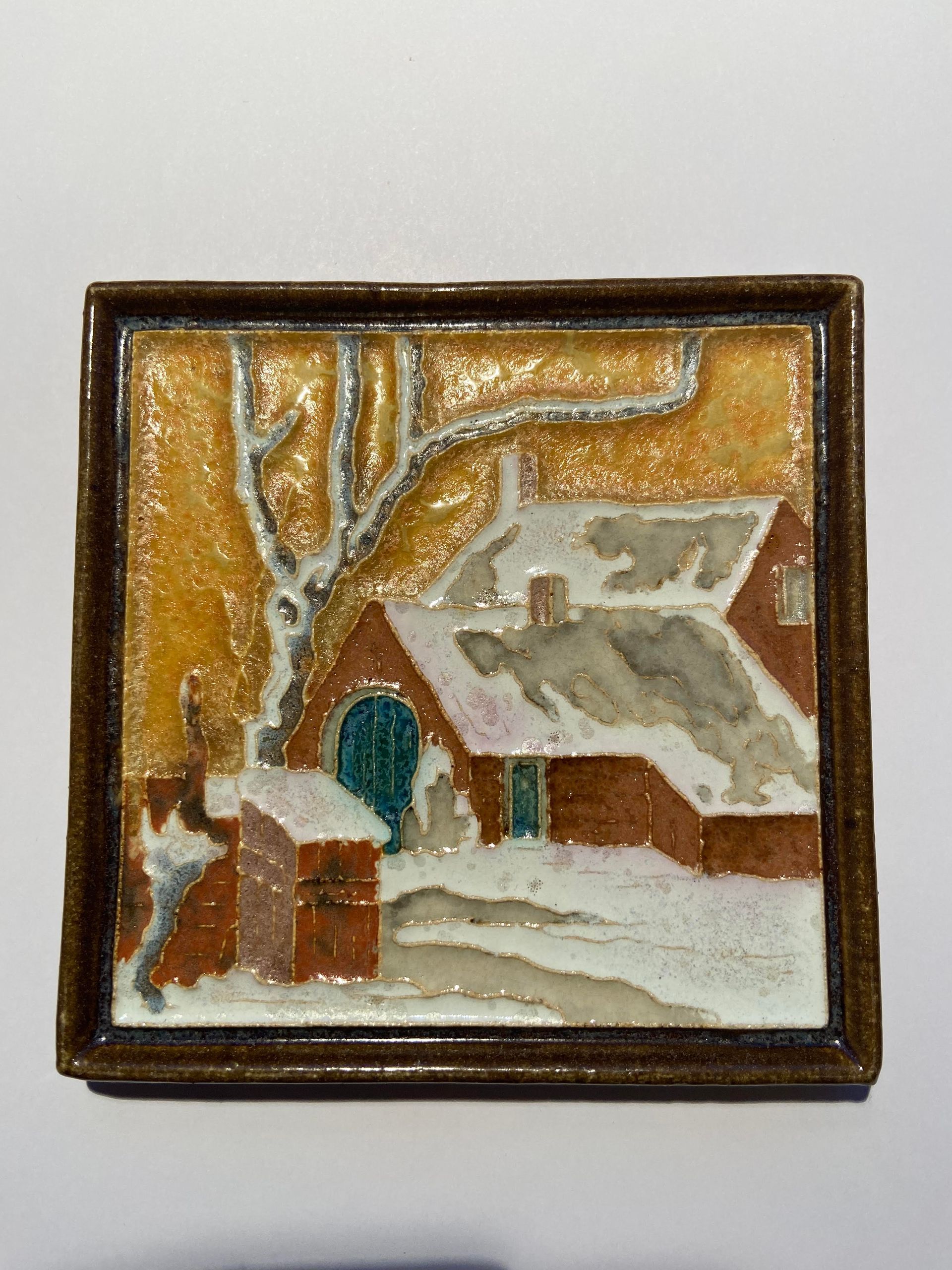 PFtile Porceleyne Fles Delft Cloisonne tile mills and farms.