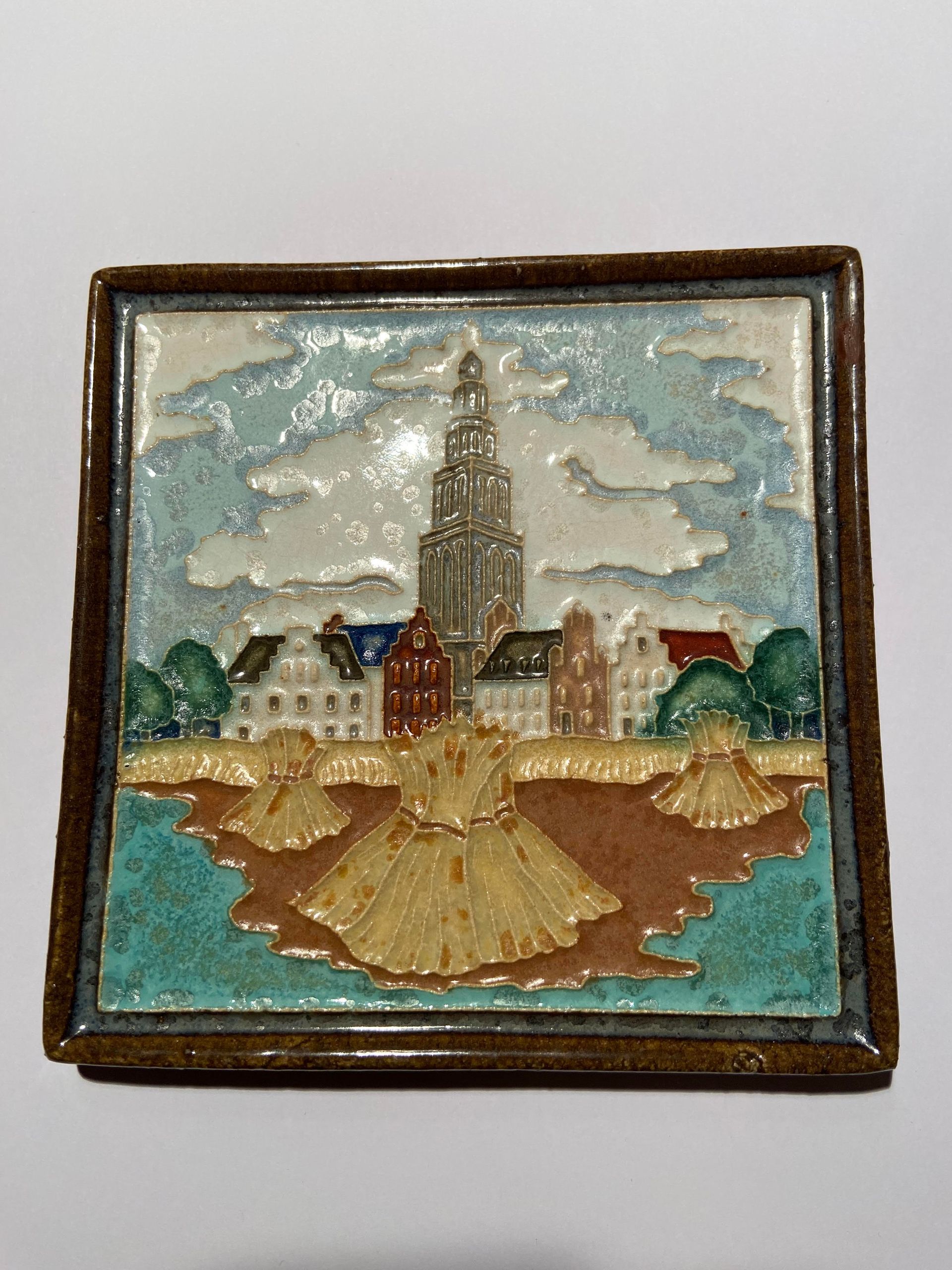 PFtegel Porceleyne Fles Delft Cloisonne tegel provinciale afbeelding Groningen