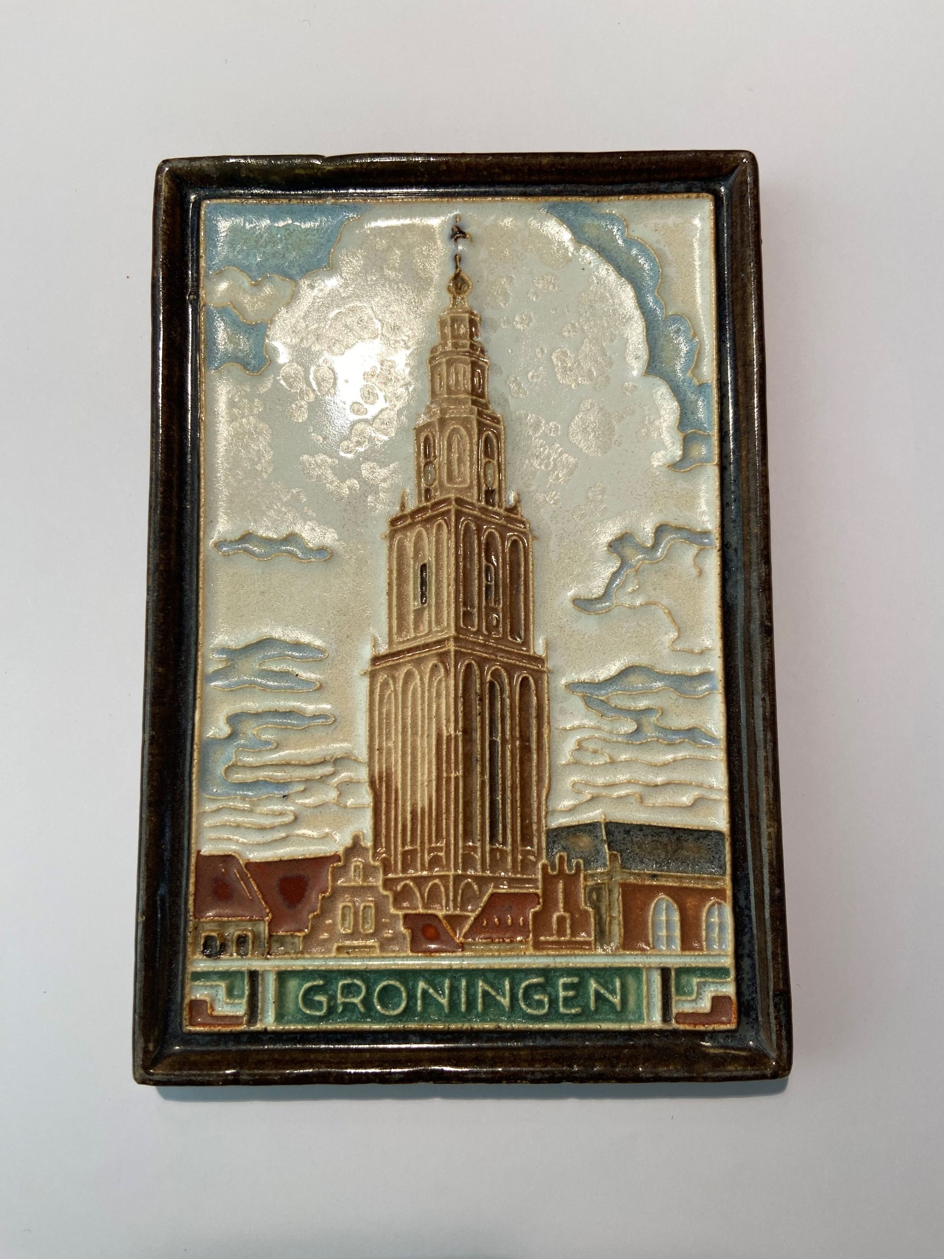 PFtegel Porceleyne Fles Delft cloisonné tegel Groningen Martinitoren.