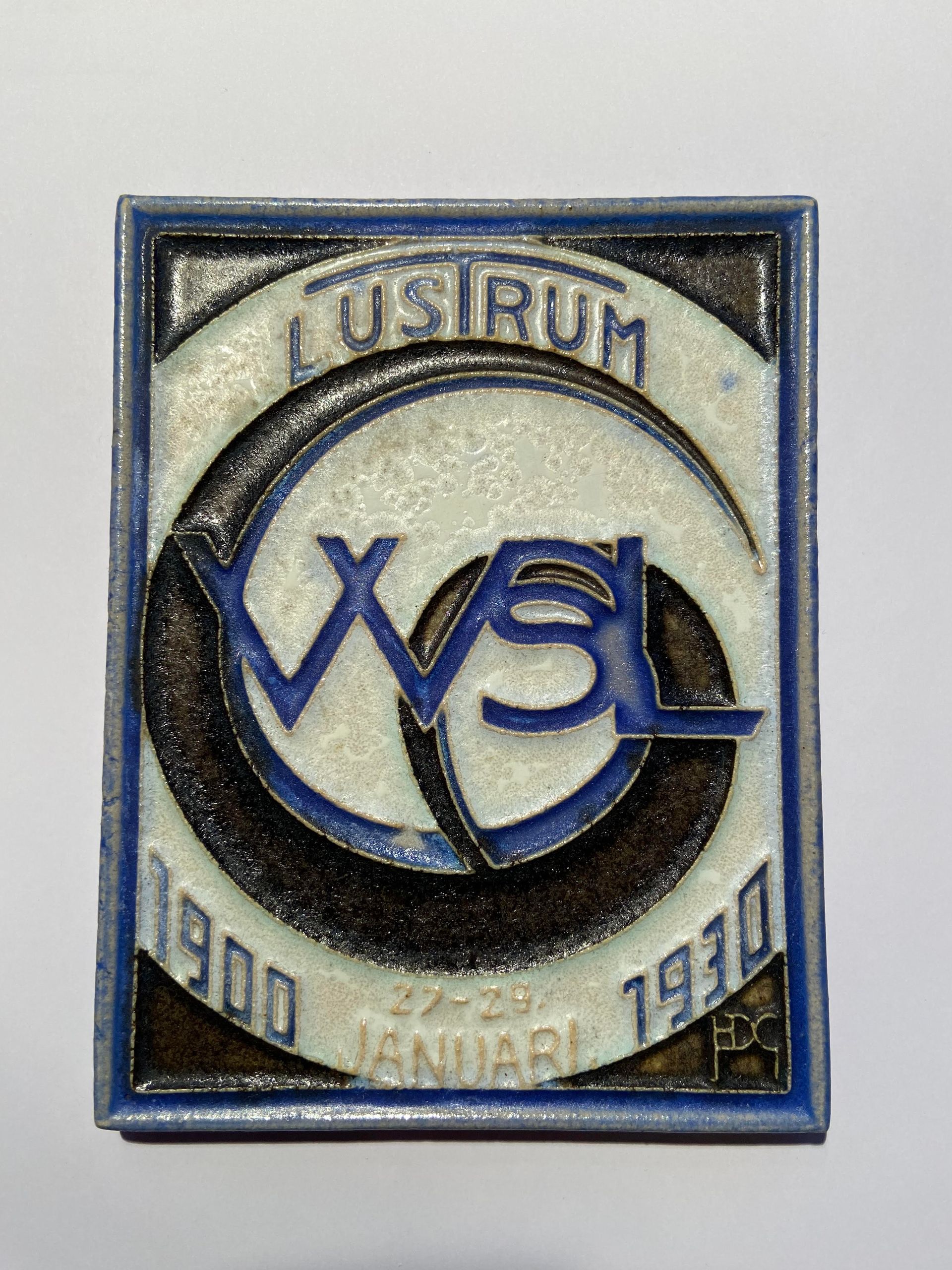 PFtegel Porceleyne Fles Delft Cloisonne tegel 6e lustrum V.V.S.L