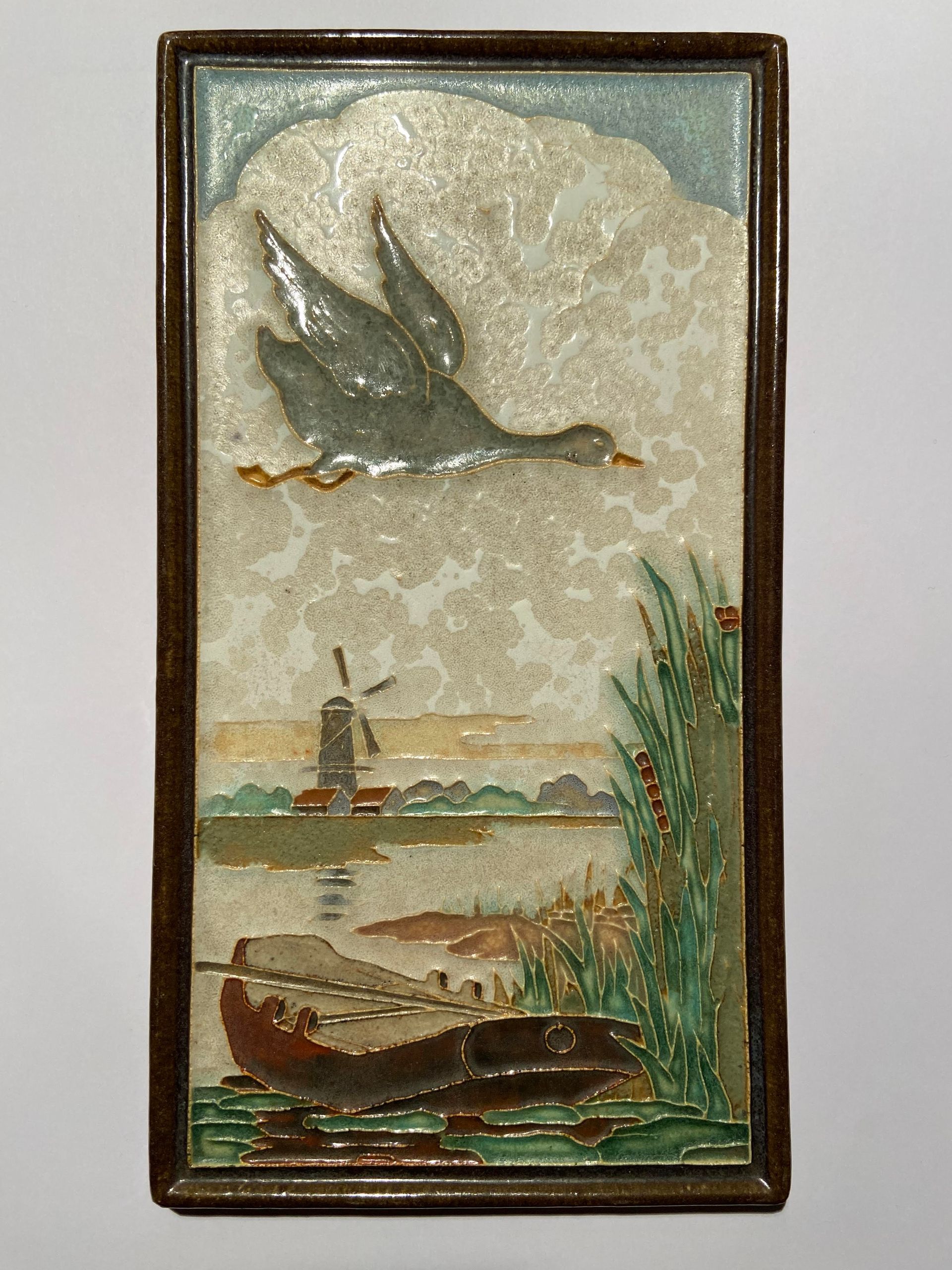 PFtile Porceleyne Fles Delft Cloisonne tile mills and farms.