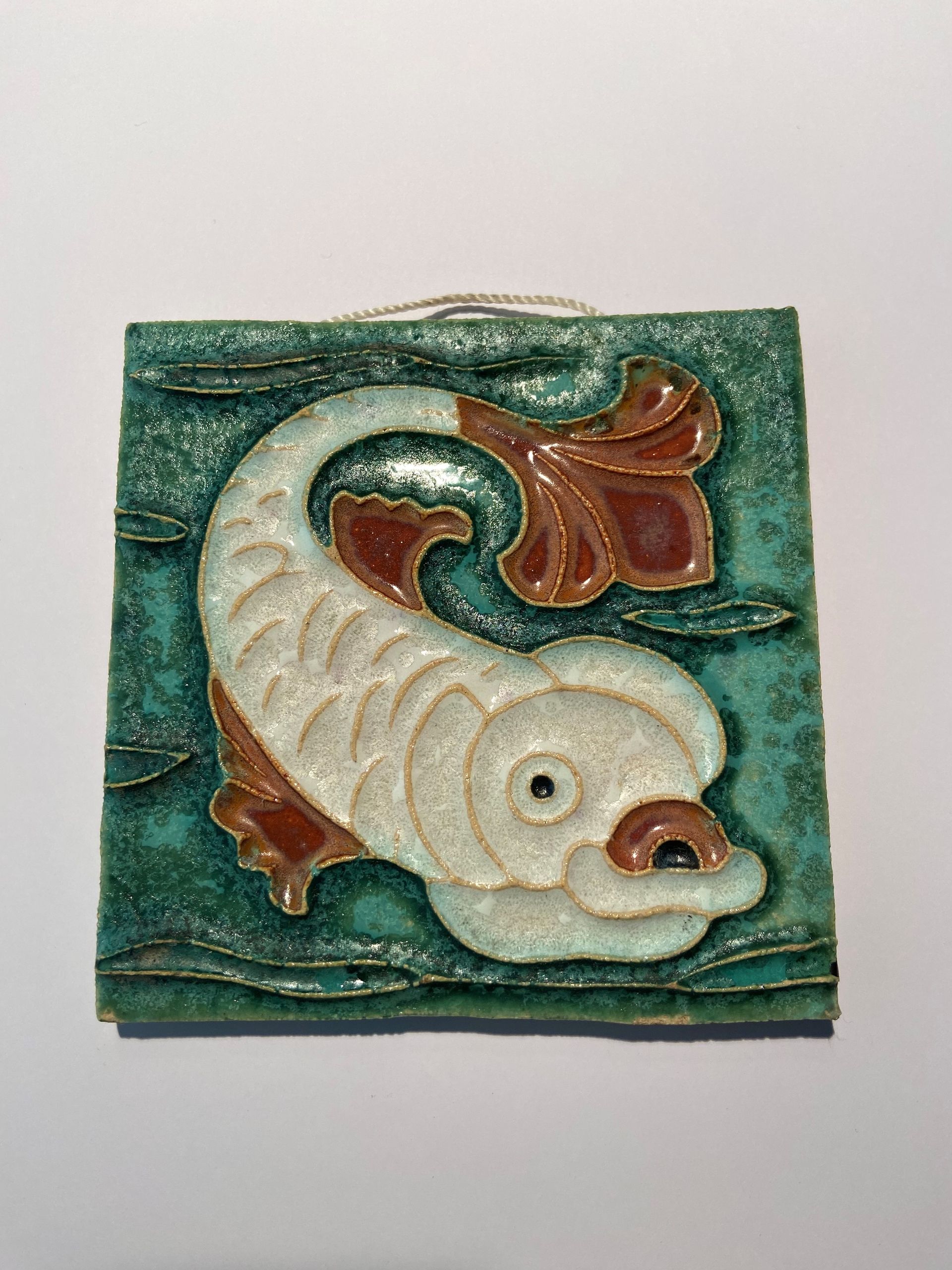 PFtegel Porceleyne Fles Delft Cloisonne metseltegel vis.