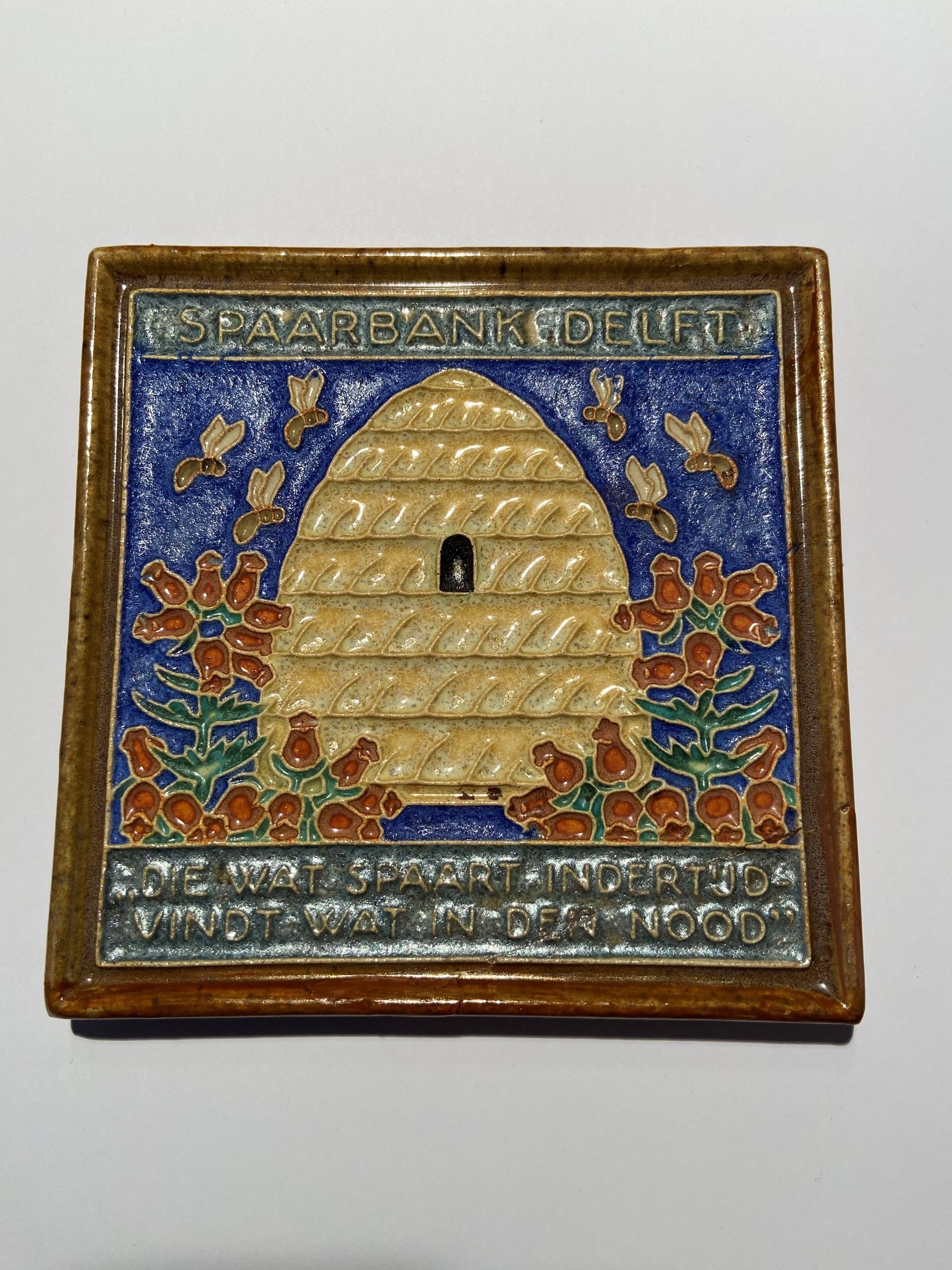 PFtegel Porceleyne Fles Delft Cloisonne tegel spaarbank Delft