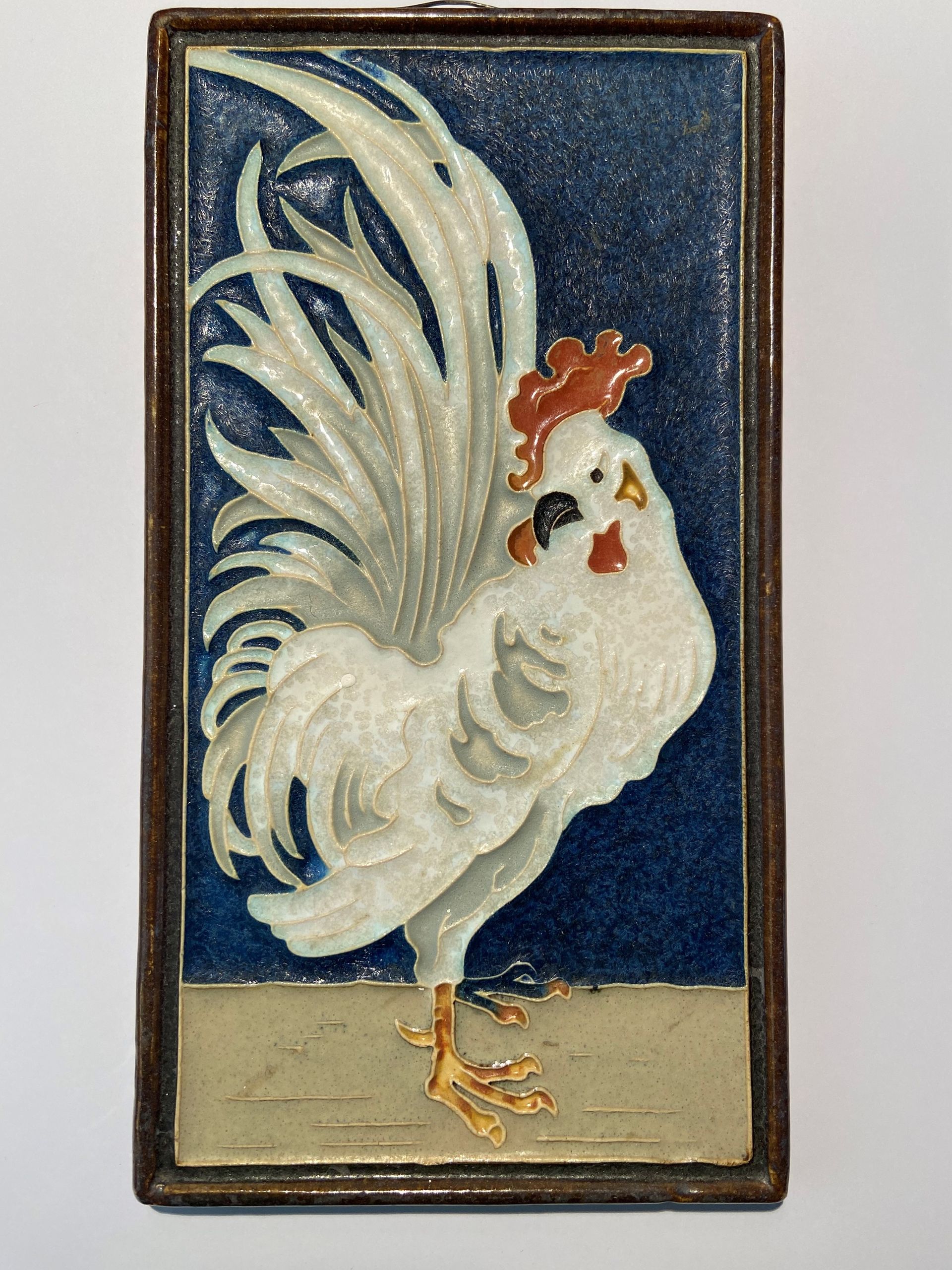 PFtegel Porceleyne Fles Delft Cloisonne tegel serie dieren groot haan.