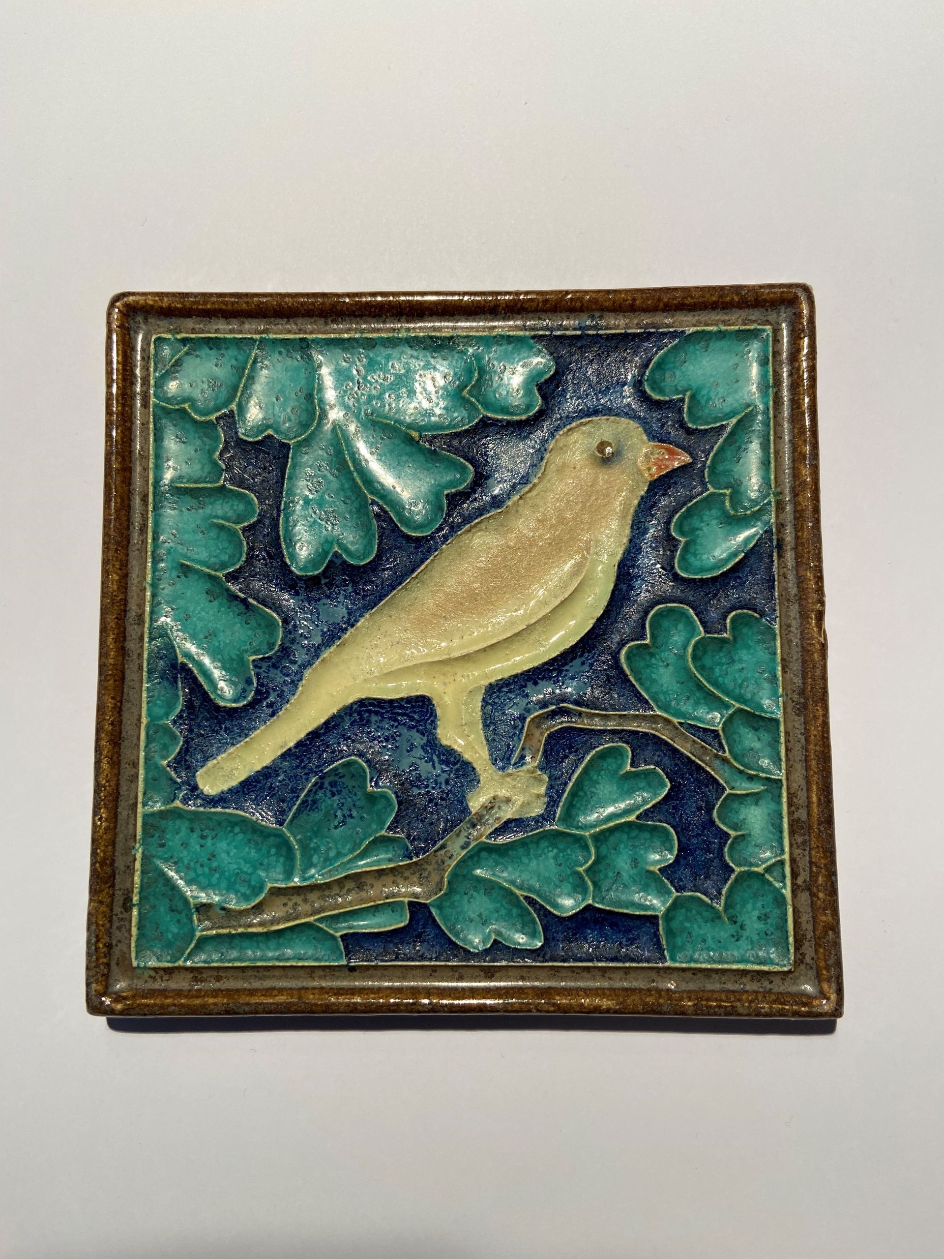PFtegel Porceleyne Fles Delft Cloisonne tegel serie dieren klein gele kanarie