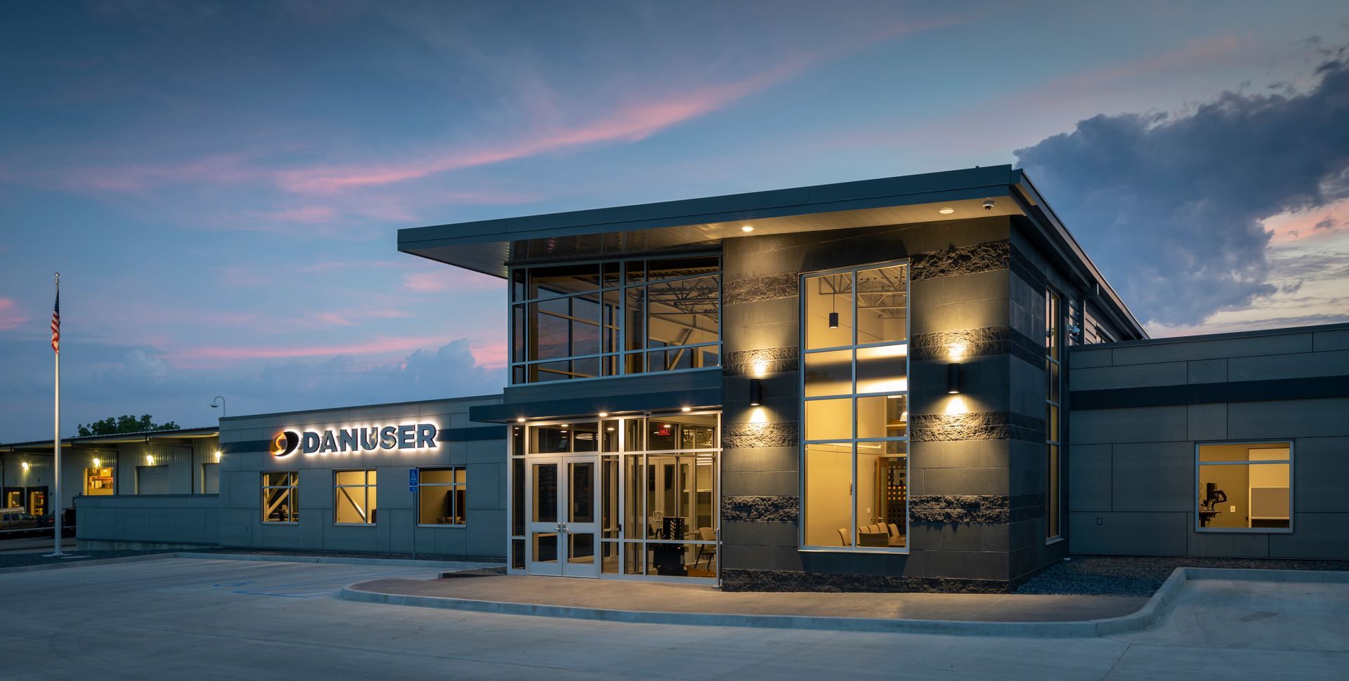 Exterior of Danuser Machine Company in Fulton, MO. PCE Construction Helped Build This Property.