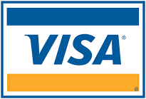 Visa logo in a blue box Visa logo in a blue box