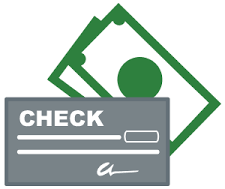 Check and green cash.