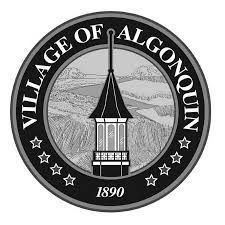 Village of Algonquin seal: circular emblem with a tower in the center, encircled by text and stars, dated 1890.
