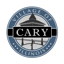 Village of Cary, Illinois seal. Features gazebo silhouette,