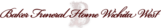 Baker Funeral Home Wichita West logo in cursive script on a white background