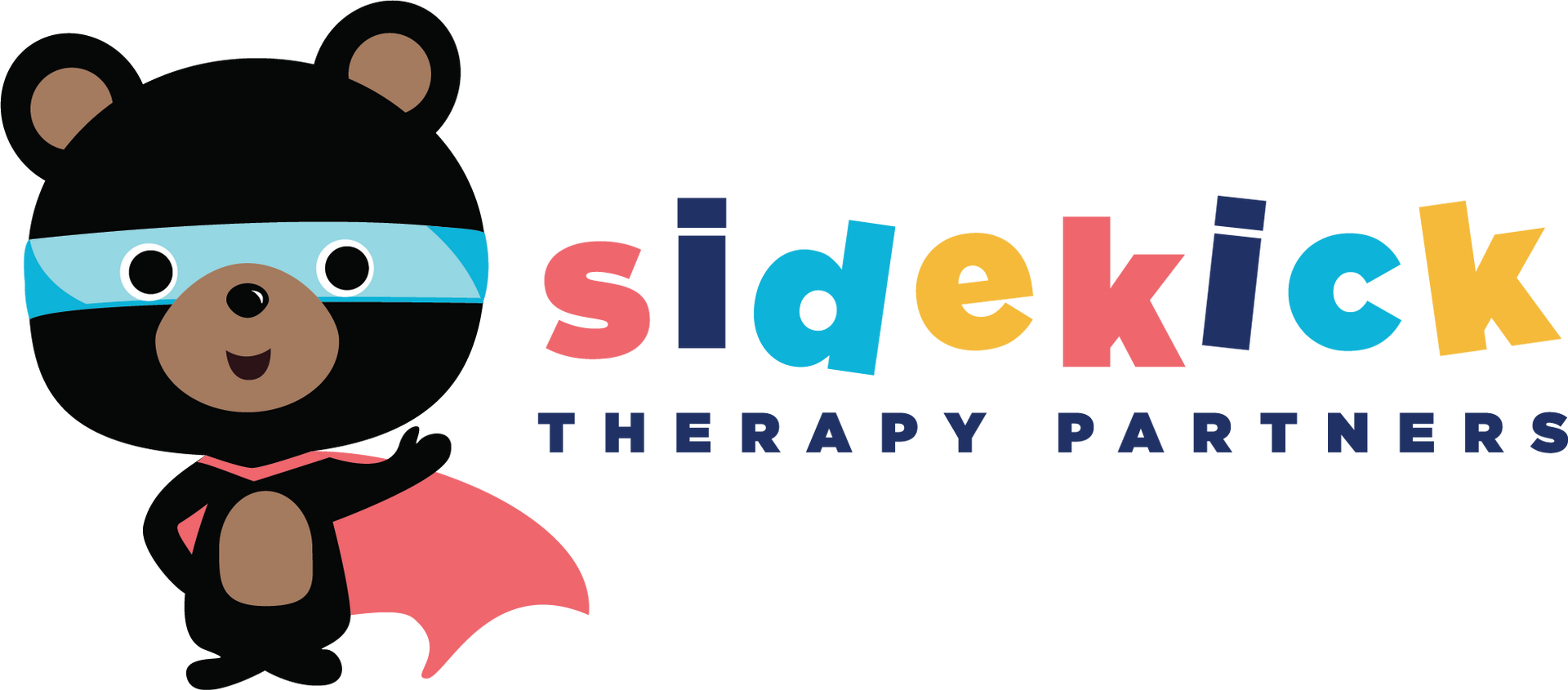 Cartoon bear superhero logo with text