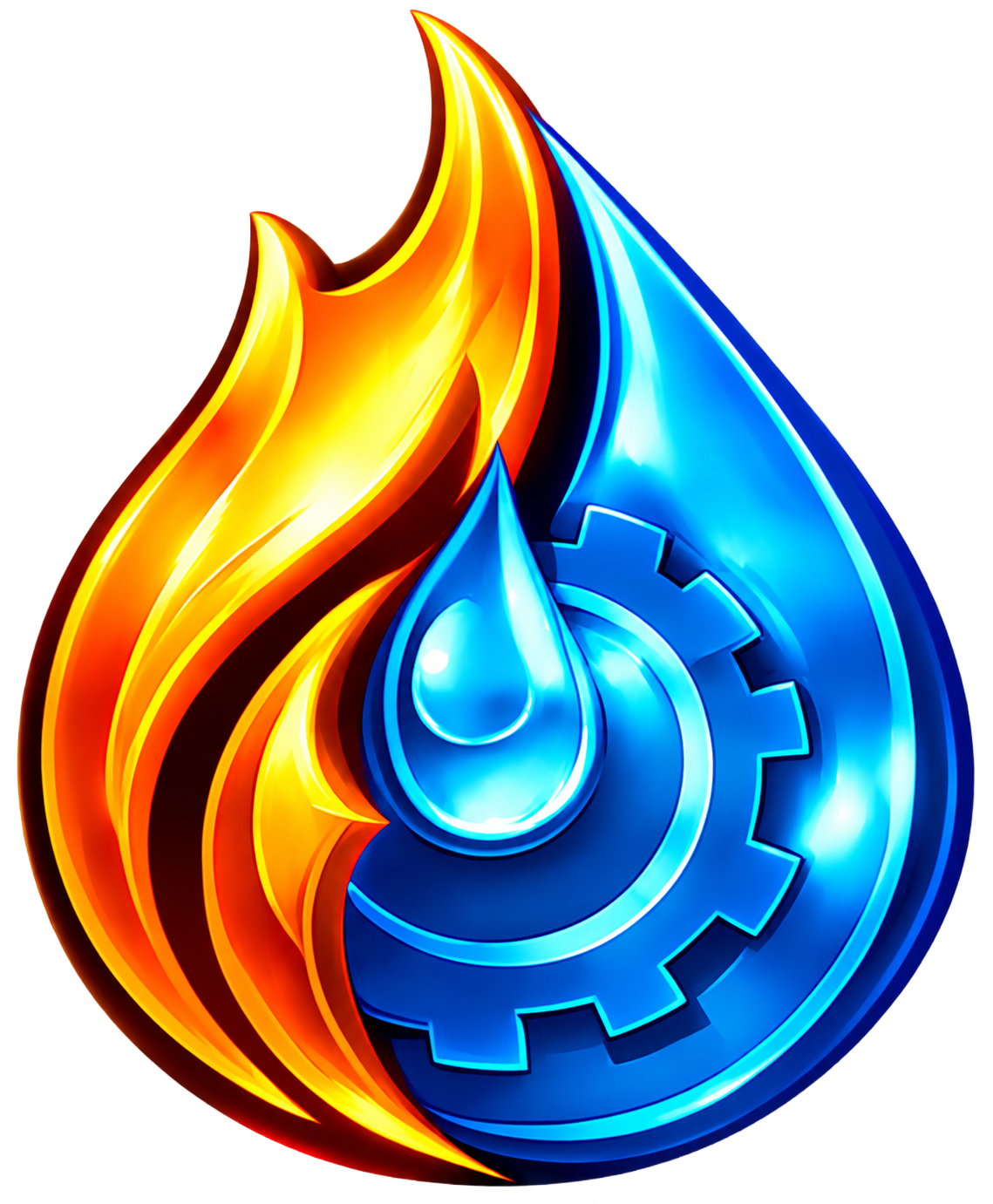 Tankless Heater Pros flame and water drop logo