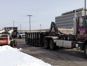 Snow removal on the side of the road