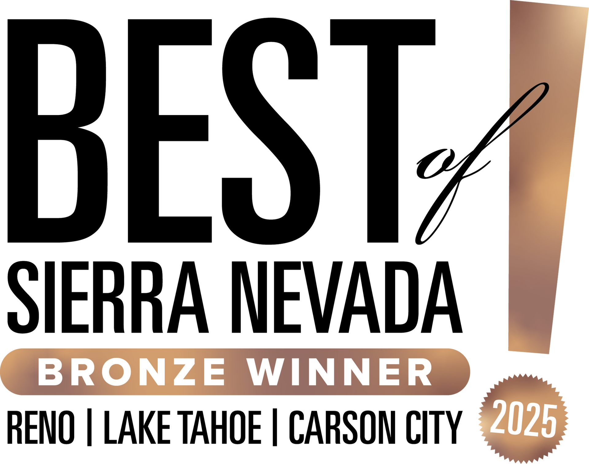 Best of Sierra Nevada bronze winner 2025 badge for Reno, Lake Tahoe, and Carson City