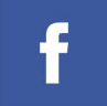 White lowercase “f” on a blue background, Facebook logo