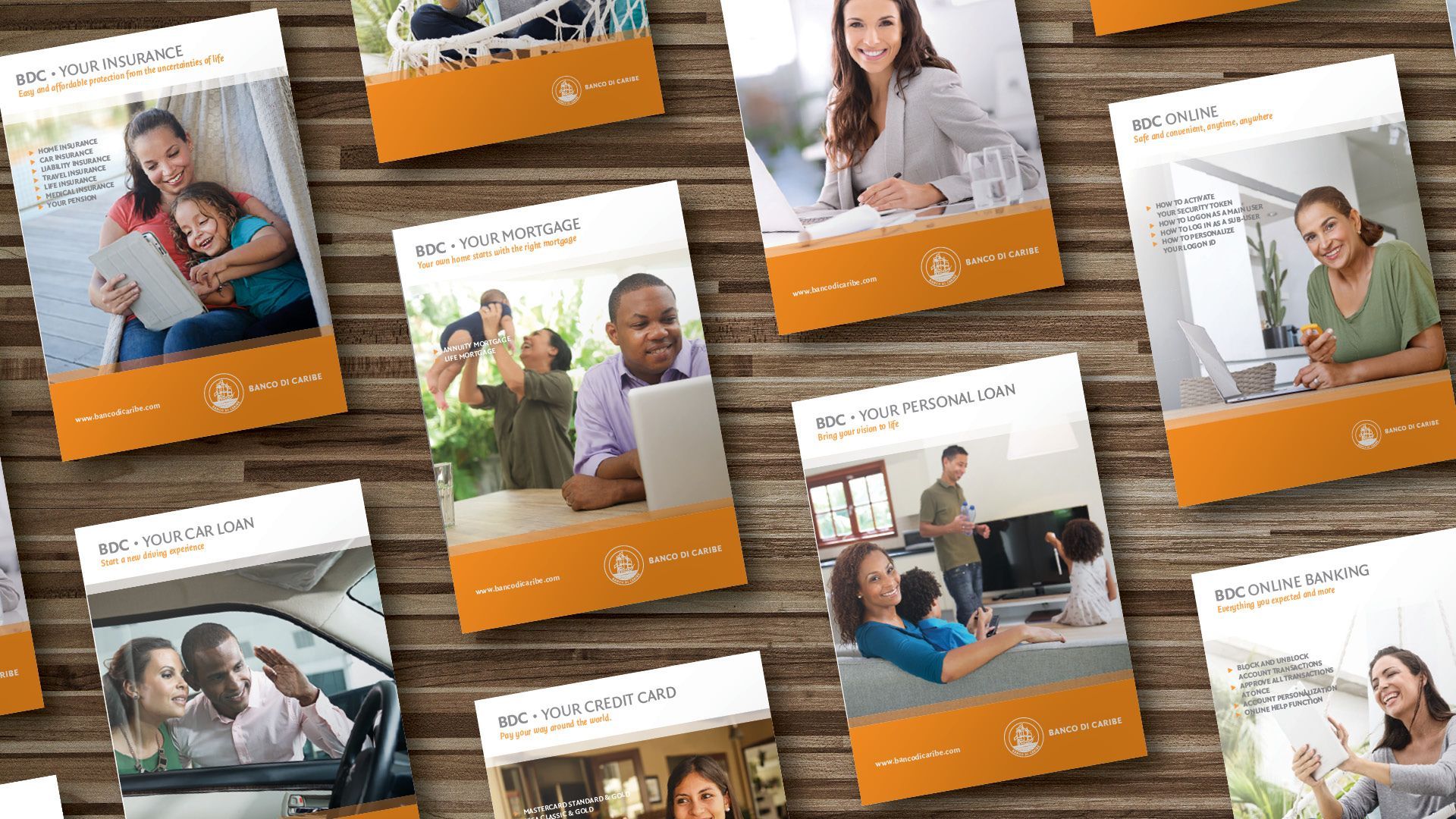 Banco di Caribe folders and brochures