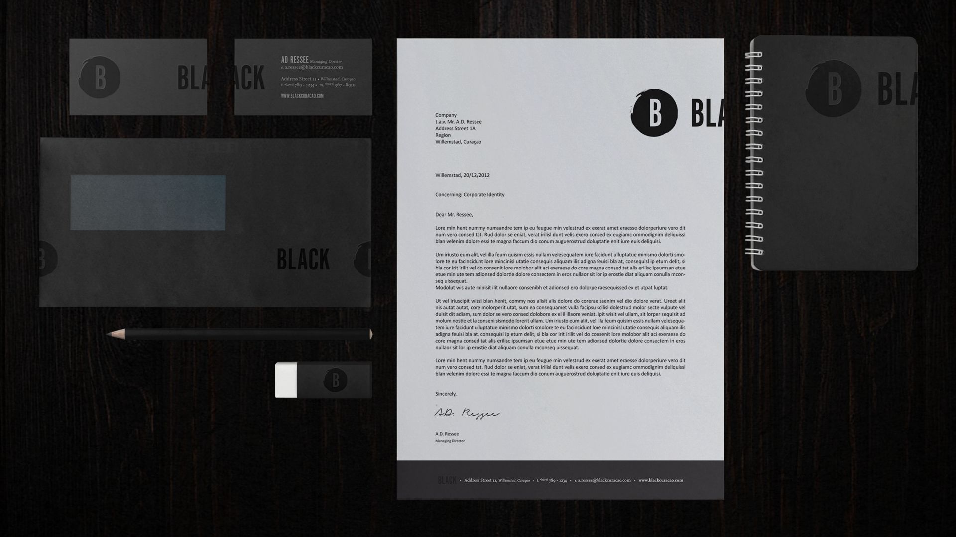 Black stationery