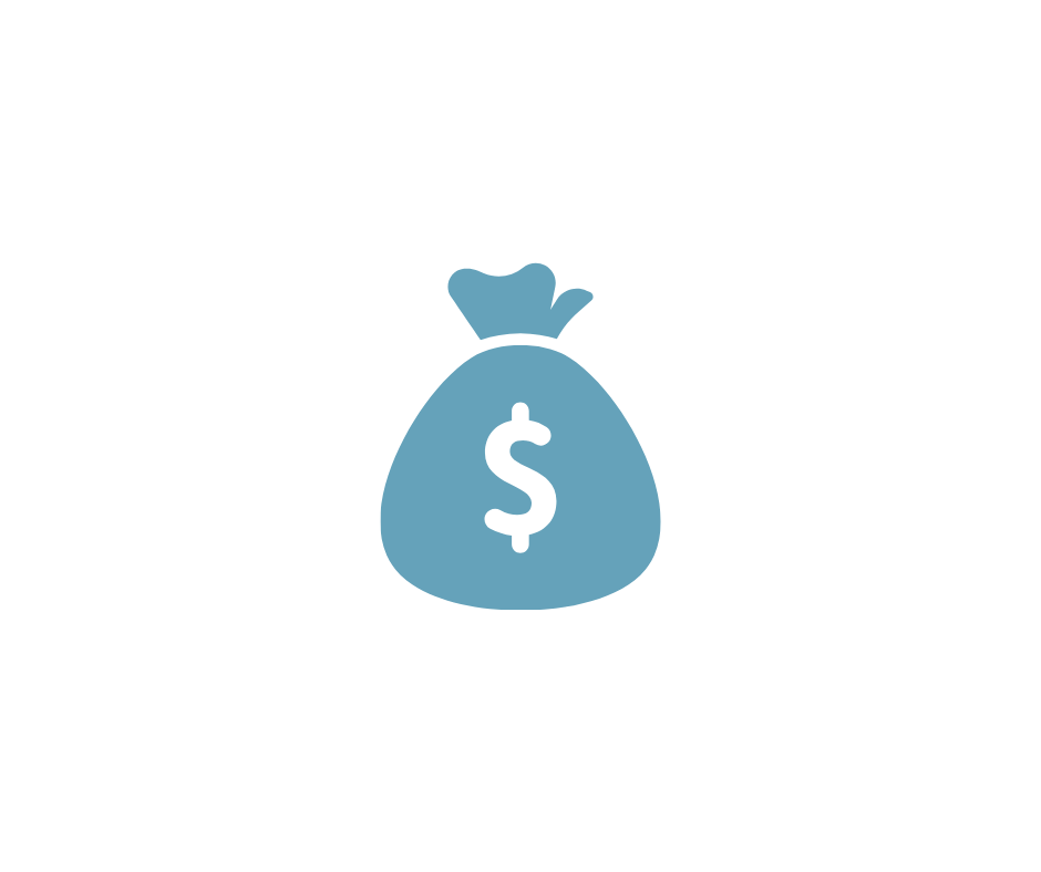 Blue money bag icon with a white dollar sign