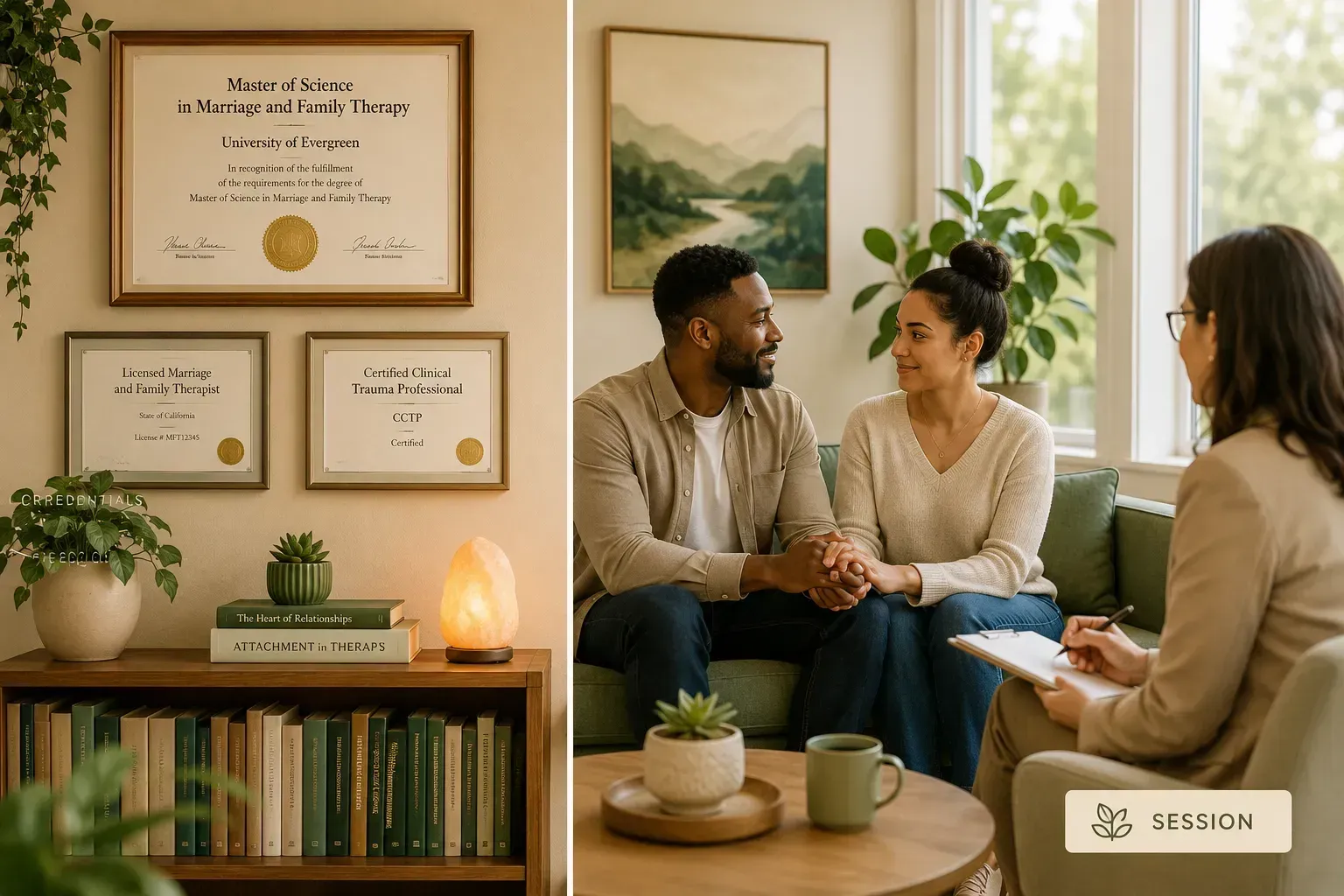 A couple in a couples therapist session