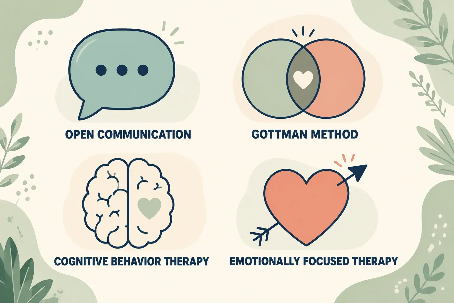 An infographic of 4 of the best marriage therapy techniques 