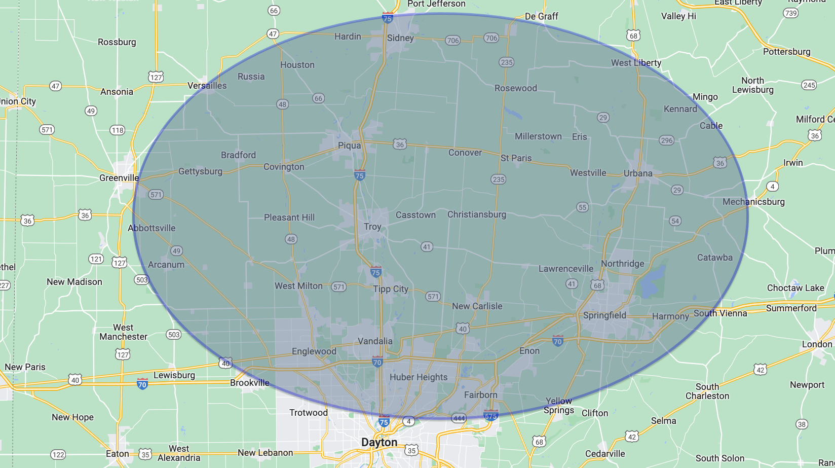 pressure washing service area map