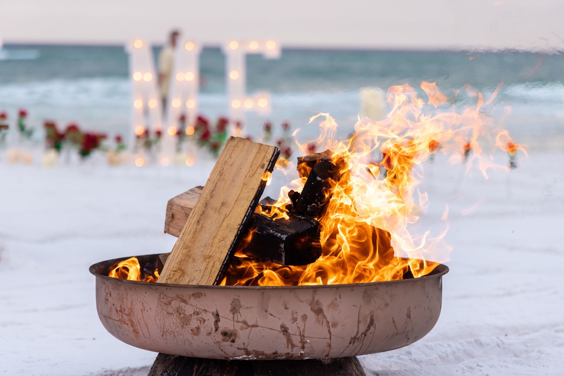 Bonfire on beach with
