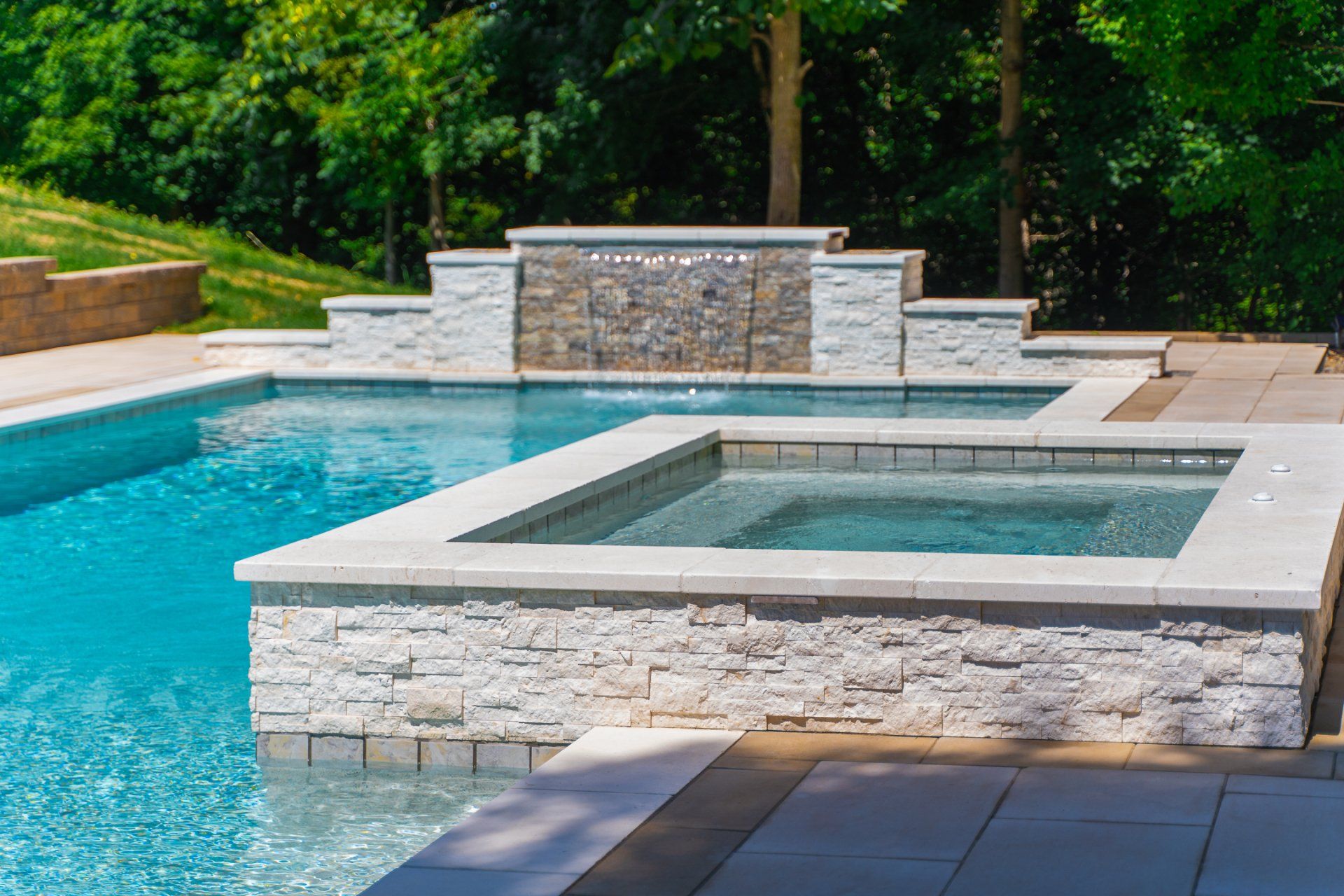 Luxury pool with square spa