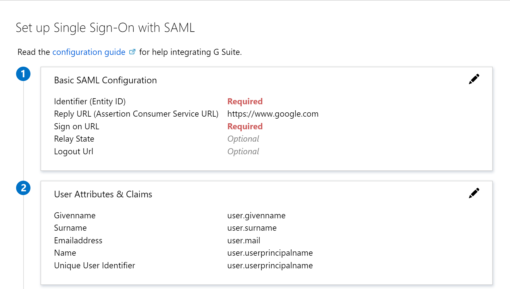 Configuring SSO for Google Workspace in Azure AD